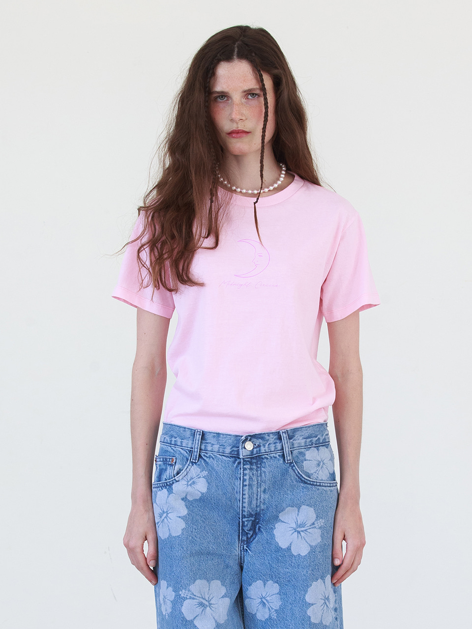 [마지막수량]Crescent moon T-Shirt in Light Pink