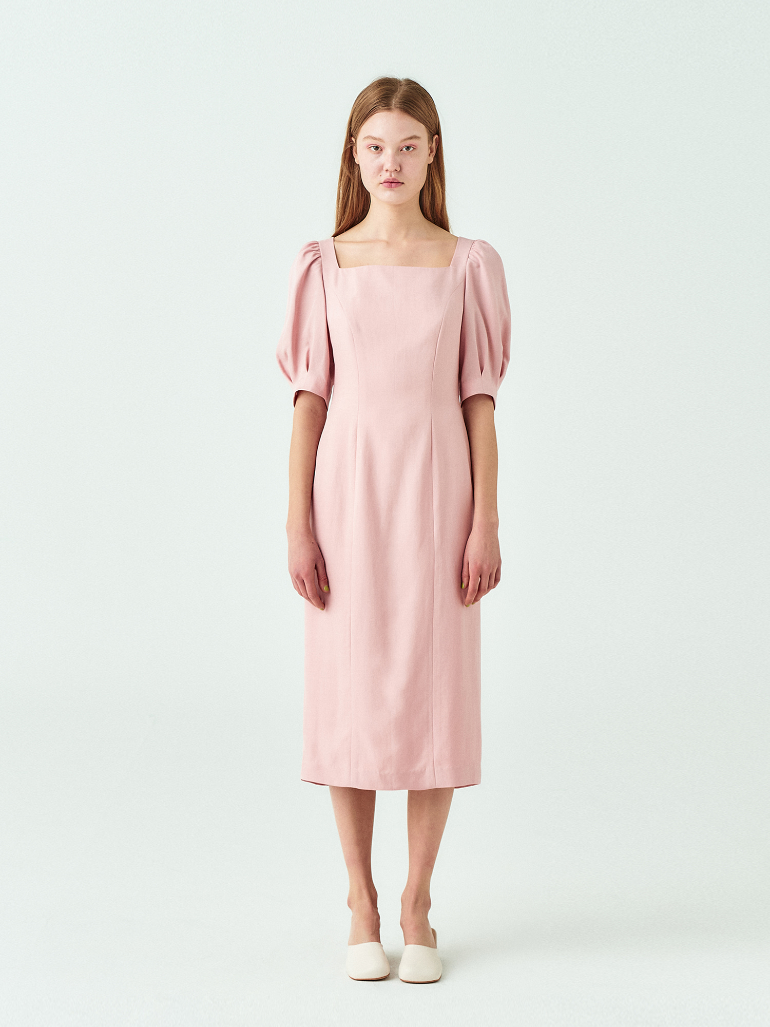 [B급]Square Neck Line Dress in Pink