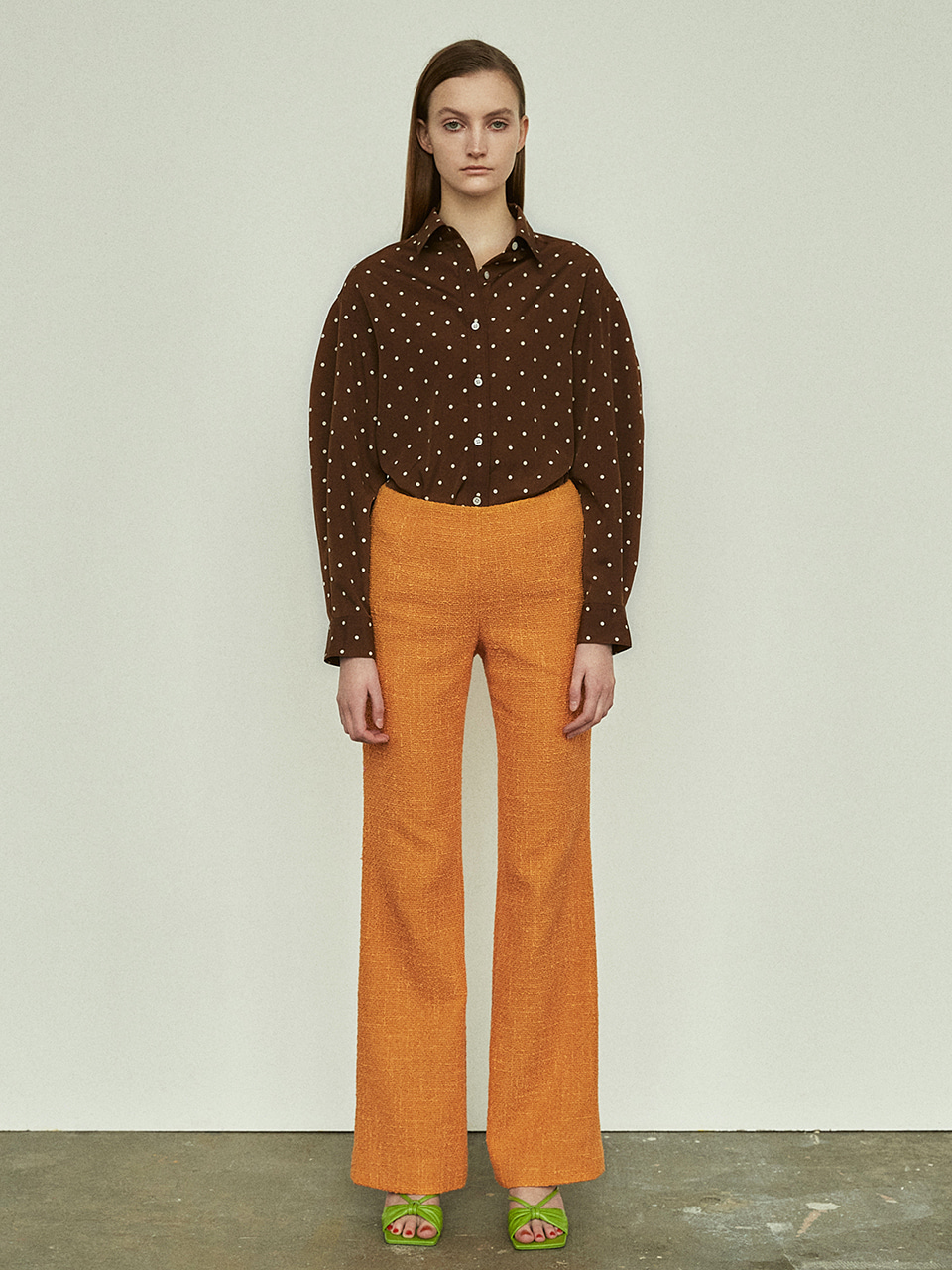 [품절임박]Tweed Flare Pants in Tangerine