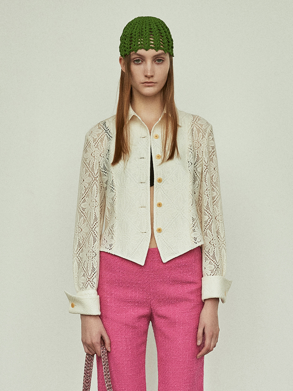Flower Knit Shirt in Ivory