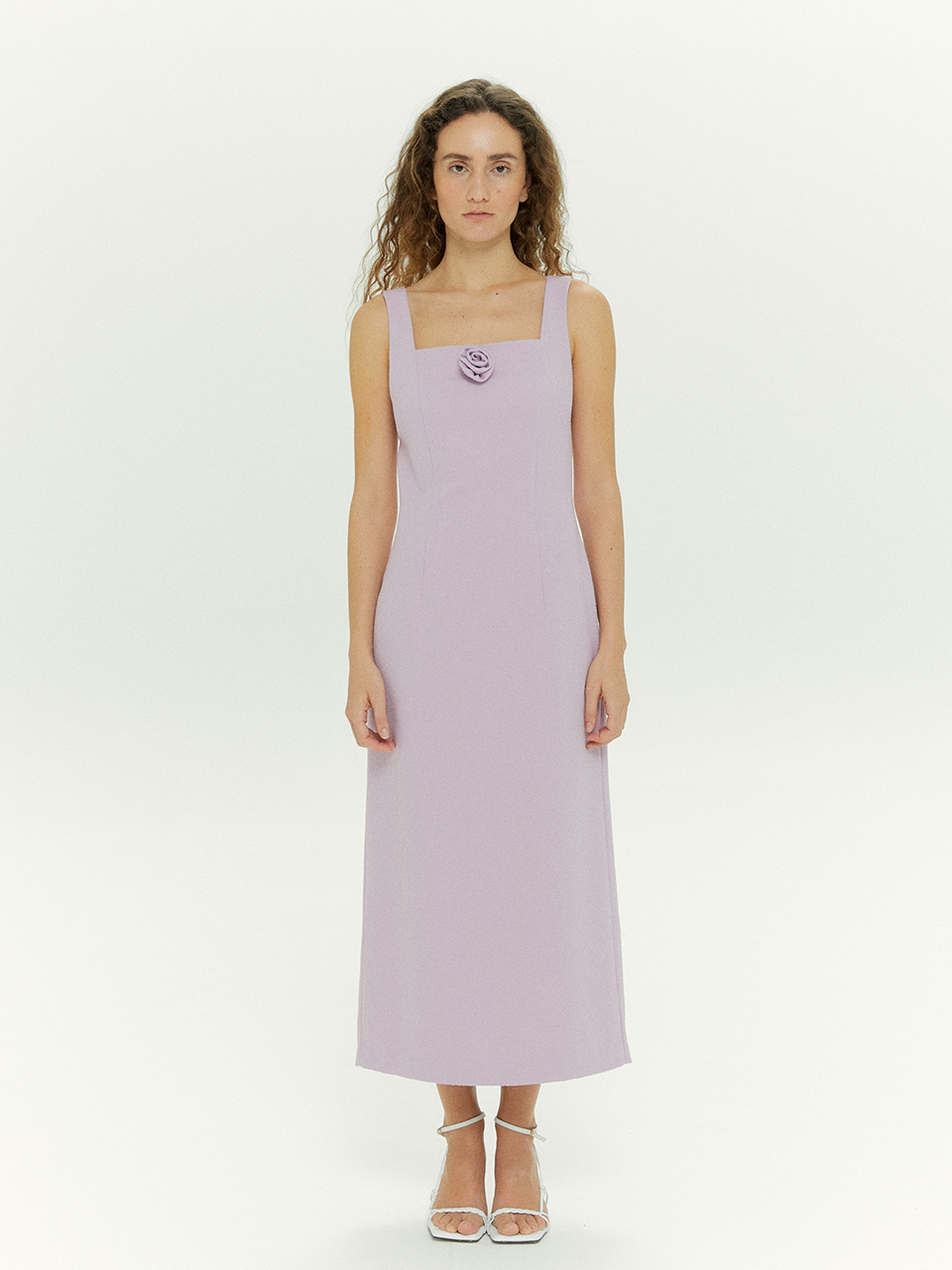 [20%OFF]Flower Corsage Line Dress in Lilac