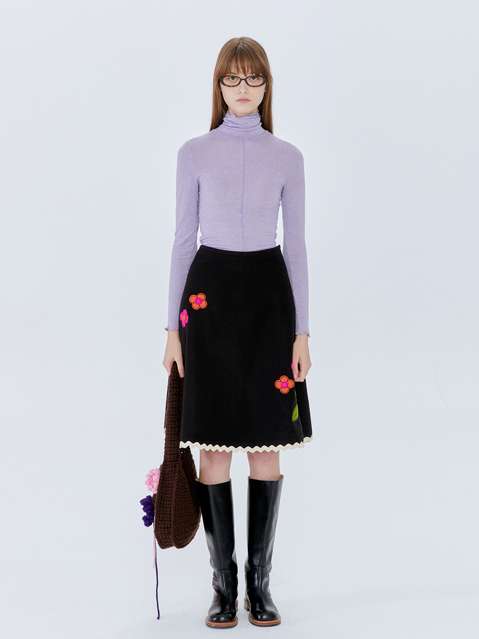 [30%OFF]Flower Applique Skirt
